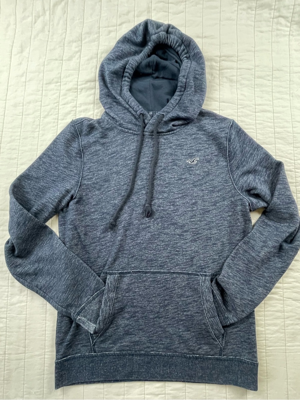Hollister Men's Blue Heather Pullover Hoodie Medium